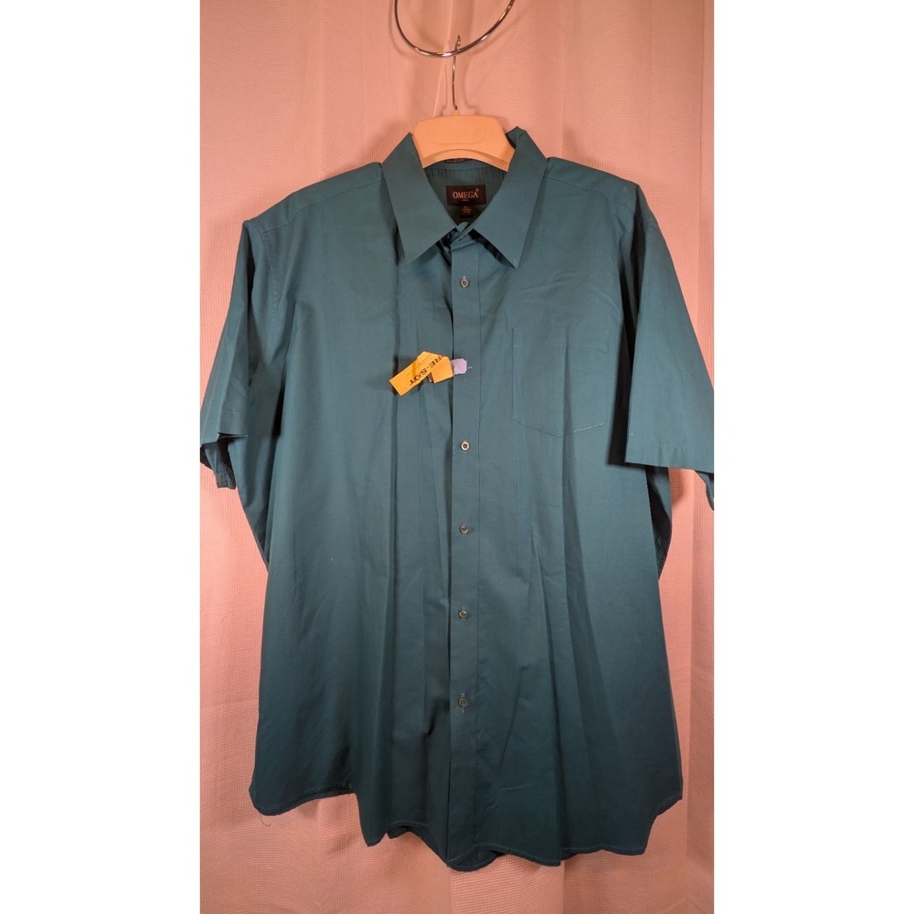 Omega Dress Shirt Men 3XL 19 - 19½ Blue Italian Corpcore Tailored Modern Career